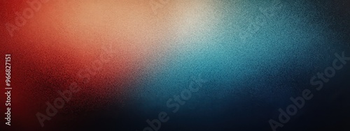 An abstract gradient background blending warm earthy tones of orange and red with deep cool shades of blue and teal, textured like vintage distressed film or weathered canvas, hyperrealistic, highly photo