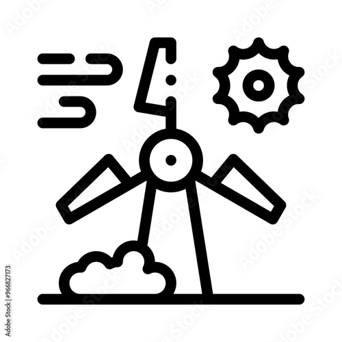 wind turbines line icon