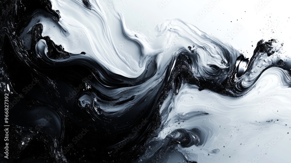 Abstract Black and White Swirling Paint Texture Abstract Black and White Swirling Paint Texture