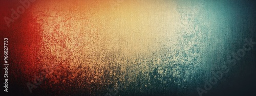 An abstract gradient background blending warm earthy tones of orange and red with deep cool shades of blue and teal, textured like vintage distressed film or weathered canvas, hyperrealistic, highly photo