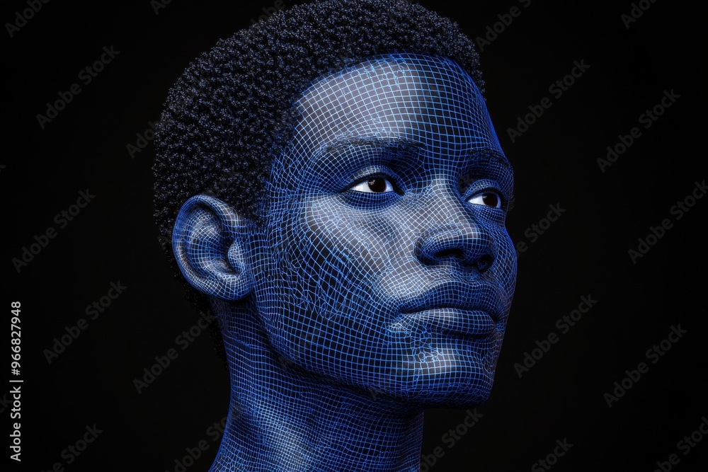 Synaptic connection synaptic interface and cortical activity side profile of a human head with blue and pink grid pattern symbolizing artificial intelligence and neural networks Synaptic connection synaptic interface and cortical activity side profile of a human head with blue and pink grid pattern symbolizing artificial intelligence and neural networks