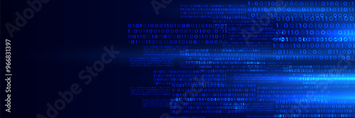 Blue Binary Data Software Programming Code Background. Random Parts of Program Code. Digital Data Technology Concept.