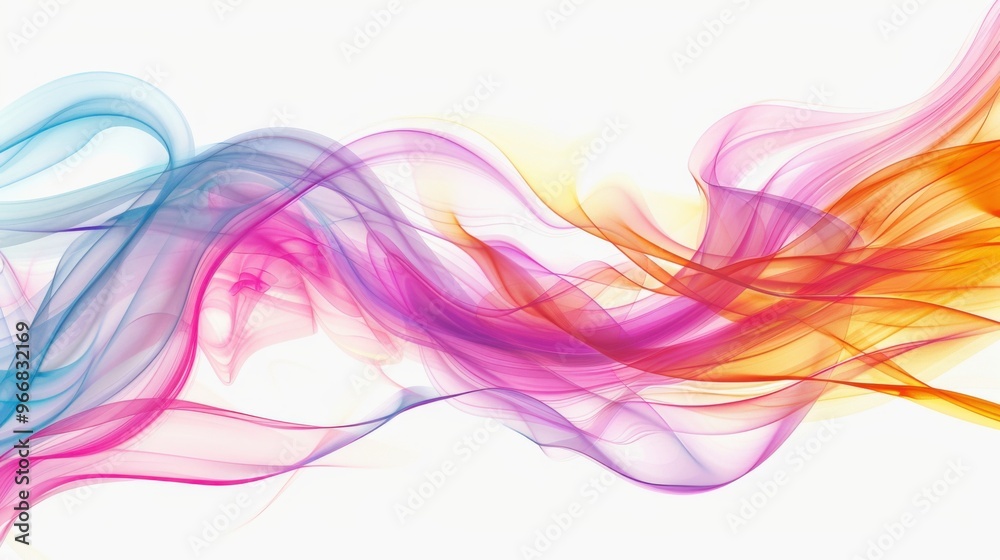 Abstract Wave Swirl Colorful Magical Blured Transparent Ribbon Lines on White Background. Energy Streams Abstract Wave Swirl Colorful Magical Blured Transparent Ribbon Lines on White Background. Energy Streams