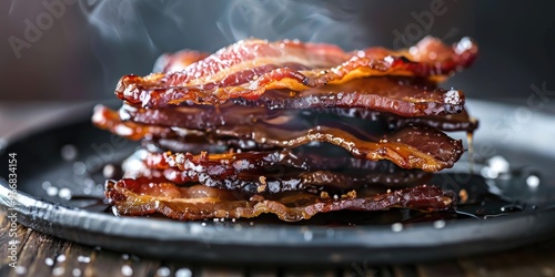 Smoked candied bacon stack