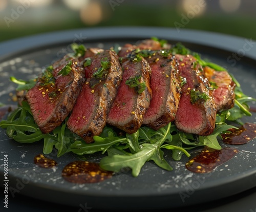 A5 Wagyu beef salad with truffle vinaigrette and edible gold
