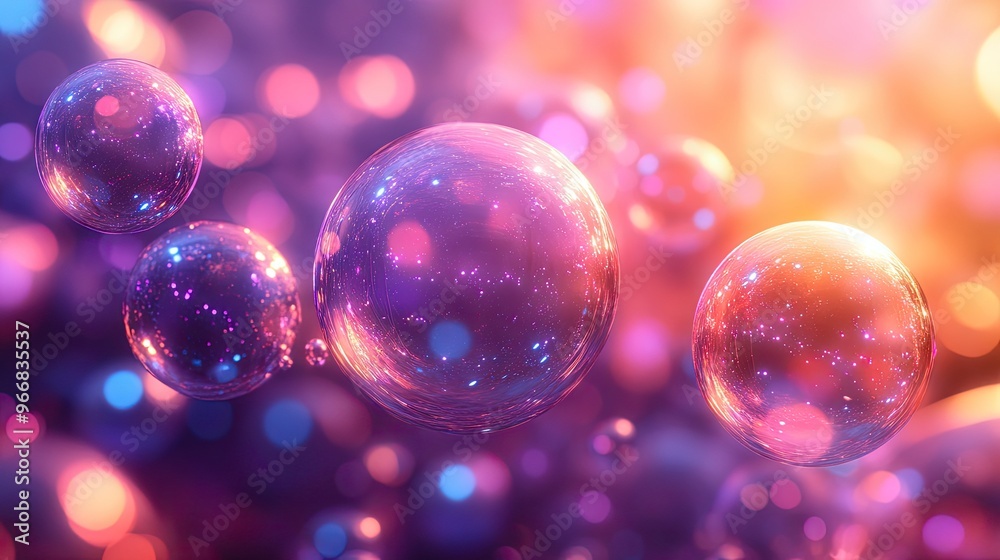Abstract spheres with glowing bokeh Abstract spheres with glowing bokeh