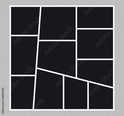 Collage grid effect photo frame template