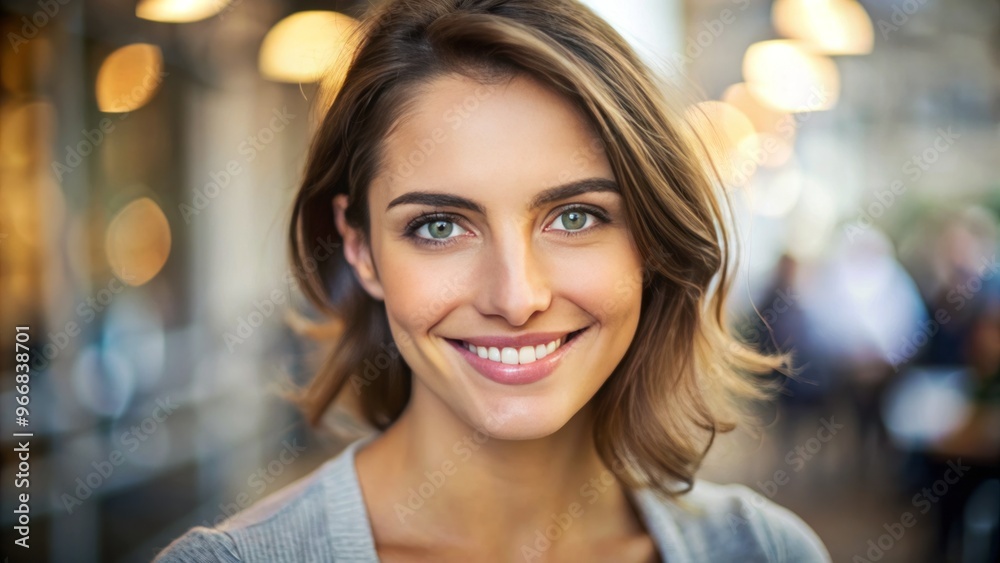 Soft focus highlights the subject's face, where a gentle smile flickers, as they meet the camera's eye with Soft focus highlights the subject's face, where a gentle smile flickers, as they meet the camera's eye with
