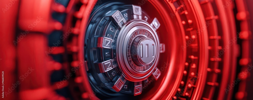 Encrypted database, stored inside a vault with multiple security layers, 3D illustration Encrypted database, stored inside a vault with multiple security layers, 3D illustration