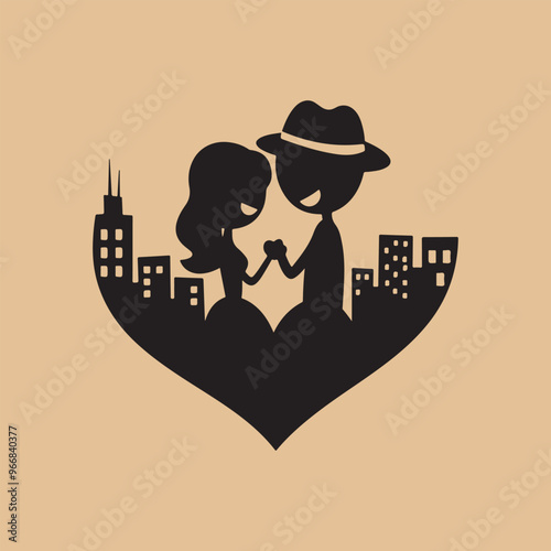 Happy Relationship GF and BF Duo Love Illustration Bandel photo