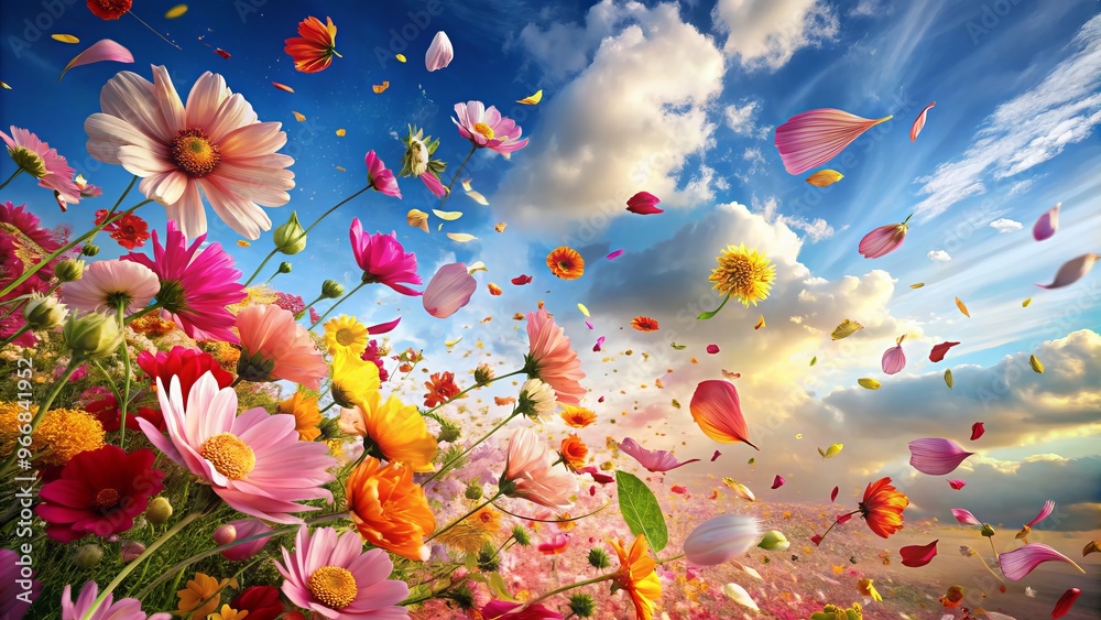 Tendrils of wind guide delicate petals on a waltz across the air, weaving an Instagram-perfect tapestry of hues Tendrils of wind guide delicate petals on a waltz across the air, weaving an Instagram-perfect tapestry of hues
