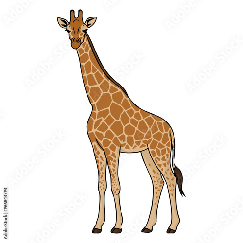 Cute Giraffe Vector Illustration. Wild Animal Clipart for Kids and Educational Materials