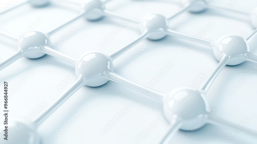 A close-up view of a molecular structure, showcasing interconnected spheres and lines on a clean background, ideal for science themes. A close-up view of a molecular structure, showcasing interconnected spheres and lines on a clean background, ideal for science themes.