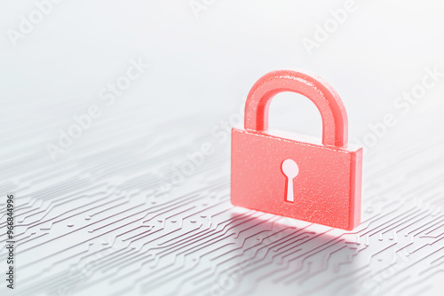 Wallpaper Mural A cute pink padlock stands on a digital background, symbolizing security and data protection in the modern world. Torontodigital.ca