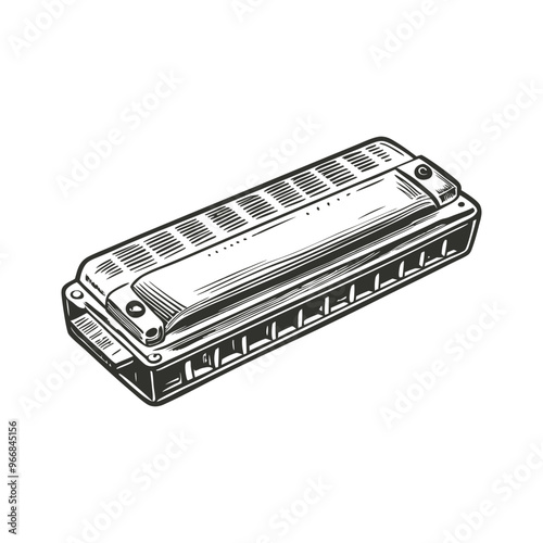 harmonica vector hand drawn illustration