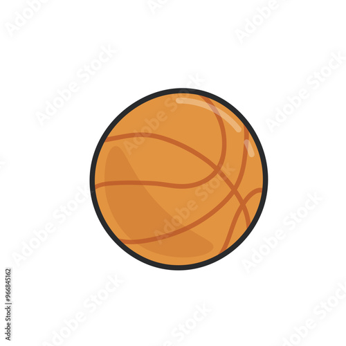 basket ball in outline flat vector design.