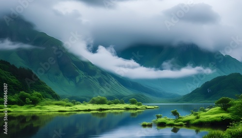 lake and mountains