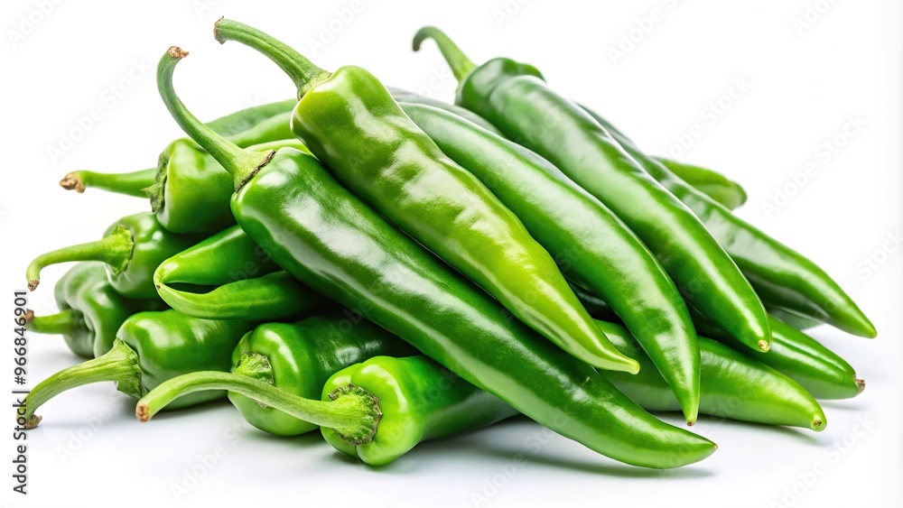 Ripe green hot chili peppers on white background Ripe green hot chili peppers on white background