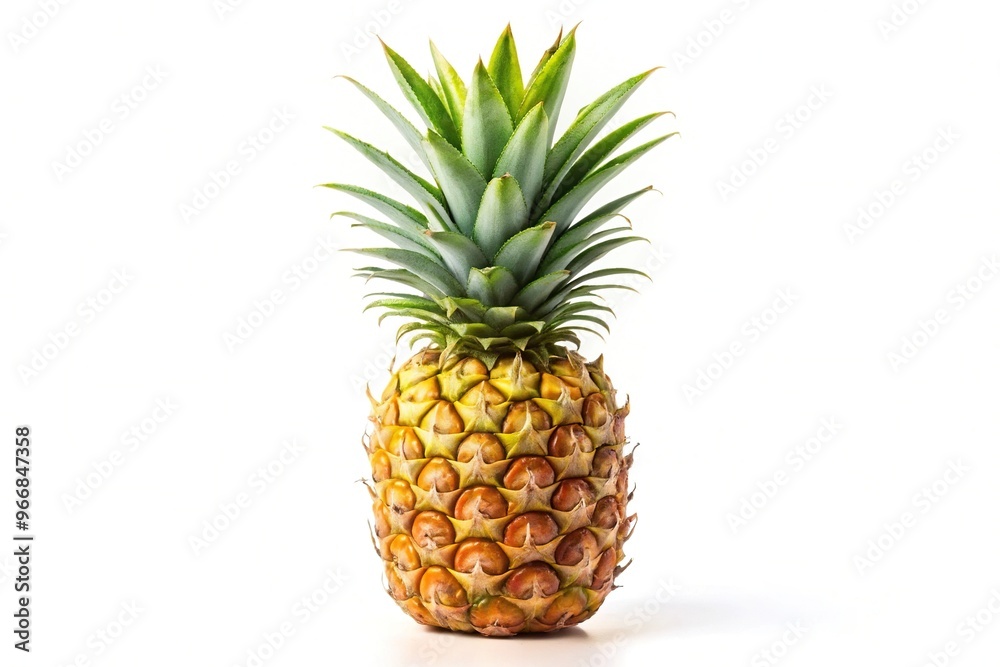 Ripe pineapple isolated on white background with clipping path, panoramic Ripe pineapple isolated on white background with clipping path, panoramic