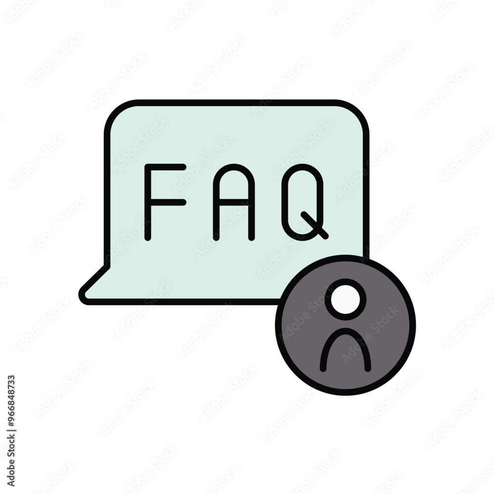 user faq color line icon with white background vector stock illustration user faq color line icon with white background vector stock illustration