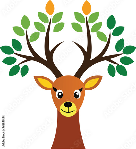 The Rainbow Deer and Tree Vibrant Wildlife Art Design