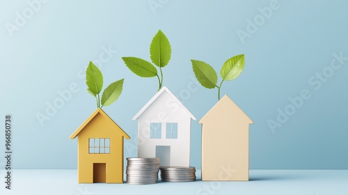 An illustrative concept of the housing market showcasing residential properties, real estate investment growth, and the potential for profit in a thriving property market