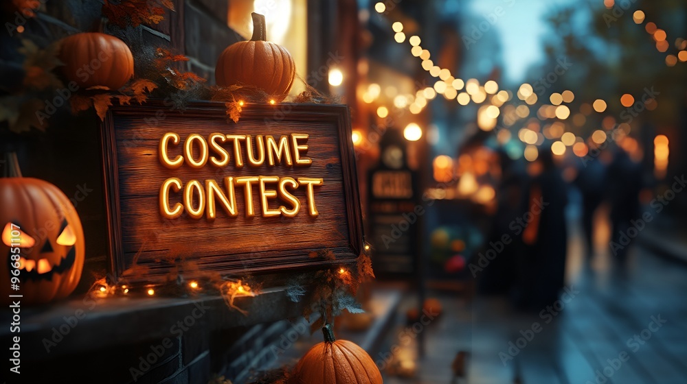 Sign that reads “COSTUME CONTEST” - Halloween - bar - pub - club - event - theme night - October - scary - spooky