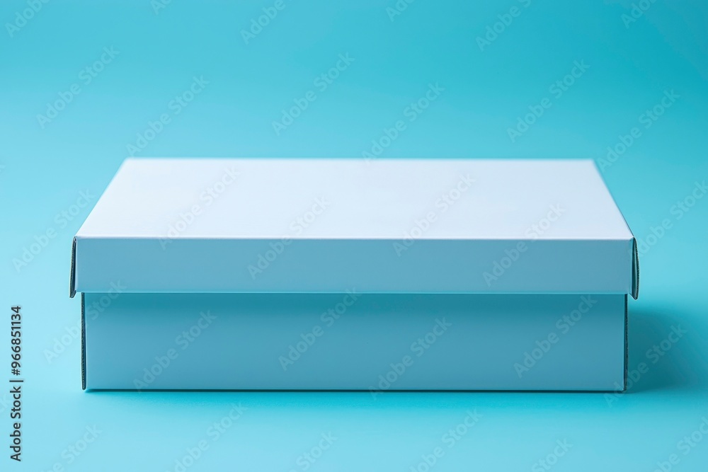 White Cardboard Box on a Blue Background White Cardboard Box on a Blue Background