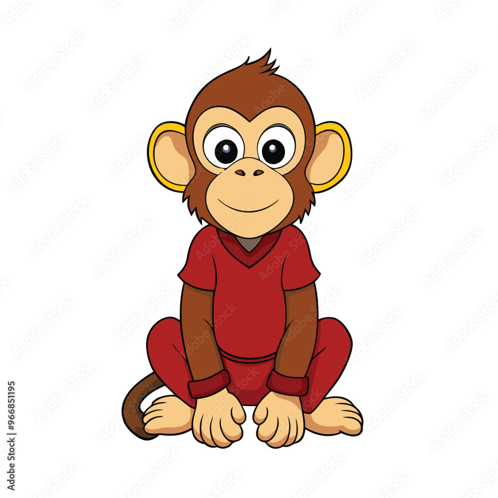 Obraz premium Cartoon waving monkey