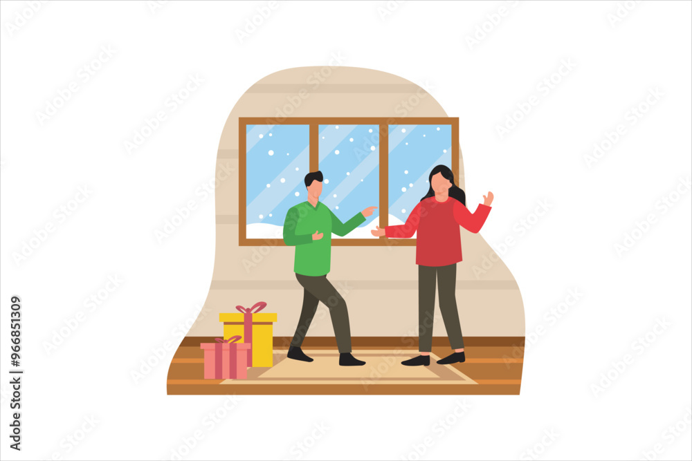 Christmas Celebration Flat Design Illustration Christmas Celebration Flat Design Illustration