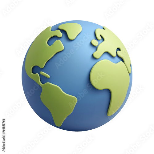 3D world map element isolated on transparent background