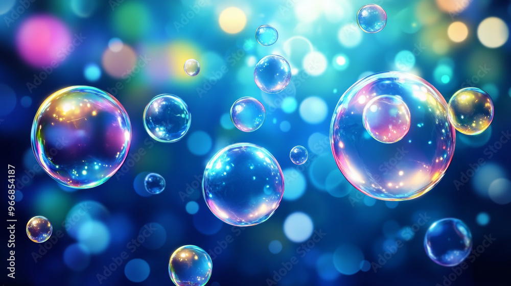 A blue background with colorful, shiny bubbles. This design is perfect for websites, ads, or posters. A blue background with colorful, shiny bubbles. This design is perfect for websites, ads, or posters.