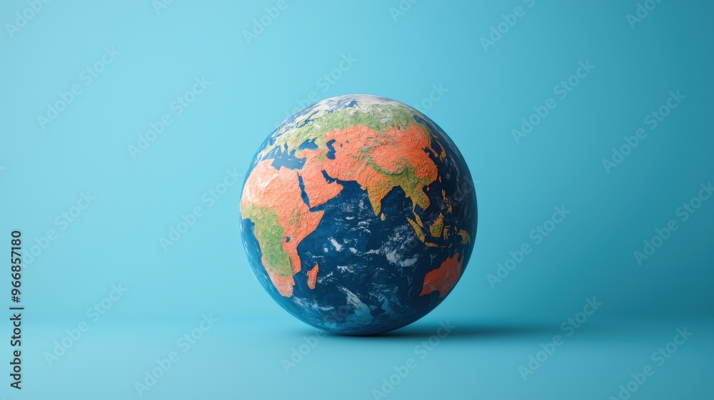 A colorful depiction of the Earth, showcasing continents and oceans against a light blue background, perfect for educational use. A colorful depiction of the Earth, showcasing continents and oceans against a light blue background, perfect for educational use.
