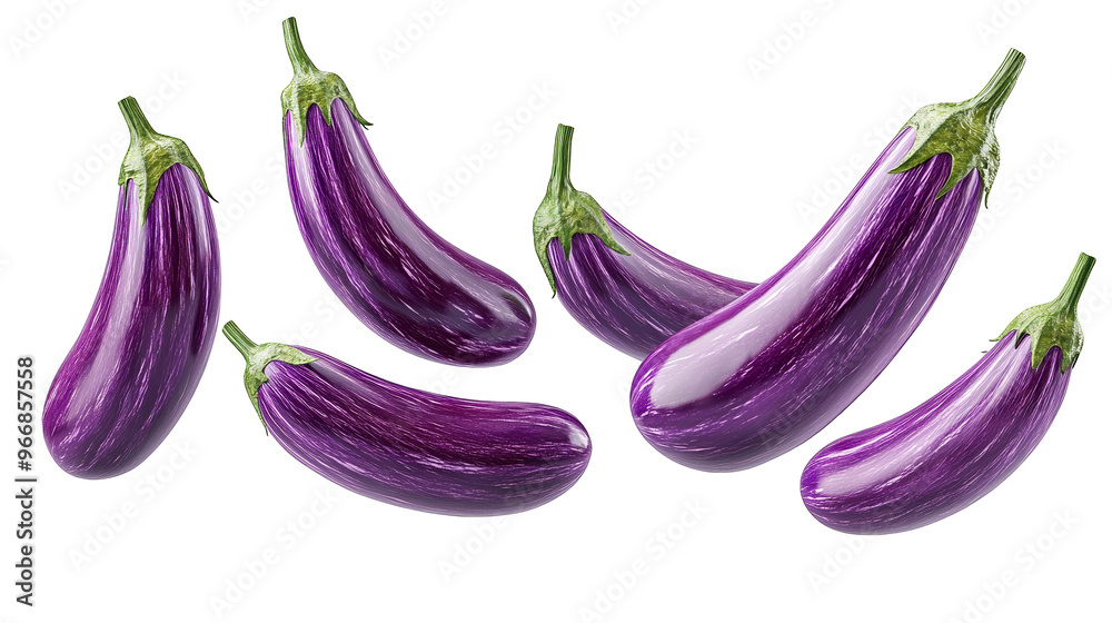 Purple Eggplants with Glitch Art Background Purple Eggplants with Glitch Art Background