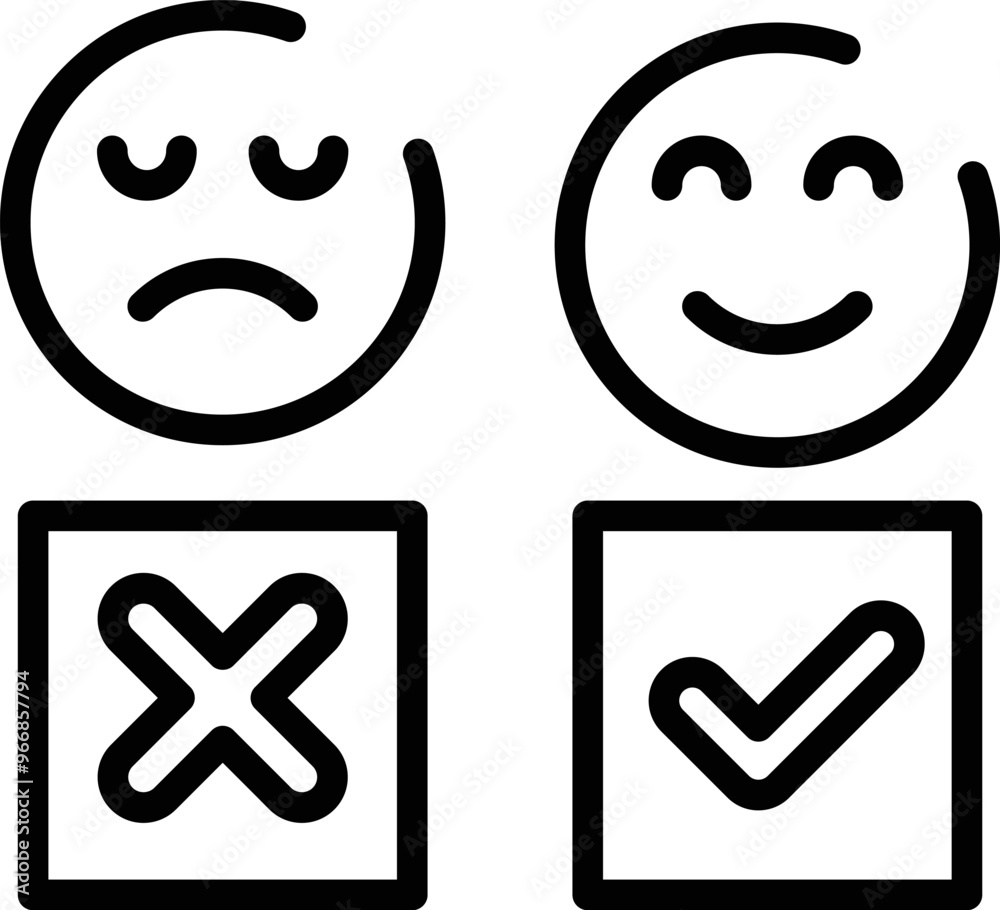 Fototapeta premium Rounded Stroke Customer Satisfaction Icon