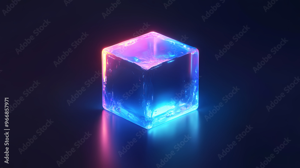 Minimalist tech design with glowing cube Minimalist tech design with glowing cube