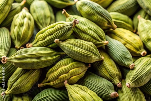 Wallpaper Mural Vibrant green cardamom pods with intricate texture and delicate ridges, showcasing the aromatic spice's natural beauty, bursting with freshness and fragrant essence. Torontodigital.ca