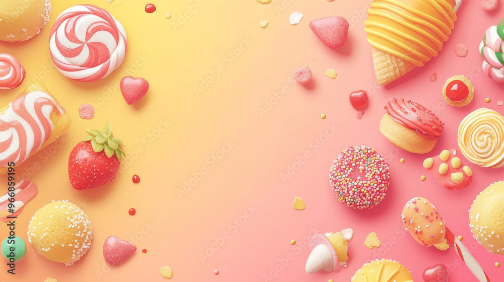 A cute, pink and yellow design with yummy treats like candies and desserts. It's perfect for menus of cafes and restaurants. A cute, pink and yellow design with yummy treats like candies and desserts. It's perfect for menus of cafes and restaurants.