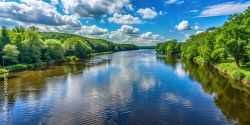 Scenic view of Connecticut River near Hartford in June