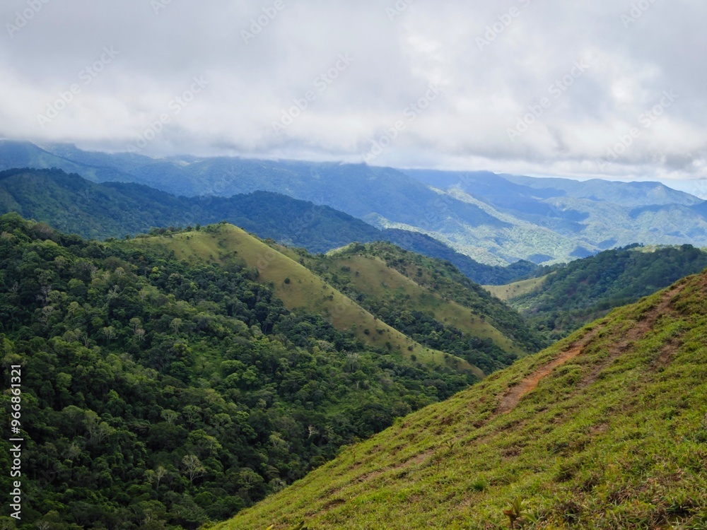 Fototapeta premium landscape with mountains and sky, Ta Nang Phan Dung forest, Vietnam