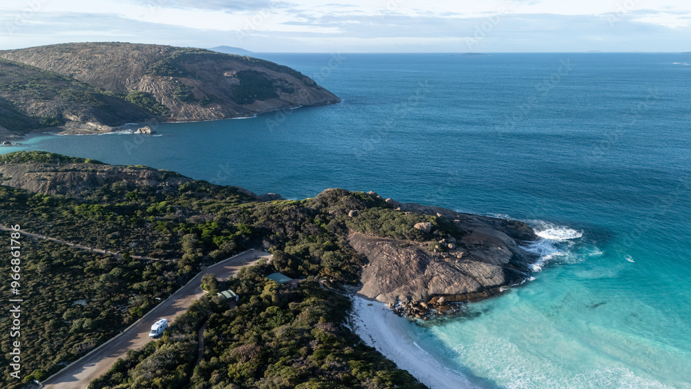Fototapeta premium Aerial view of Hellfire Bay in Cape Le Grand National Park, Western Australia