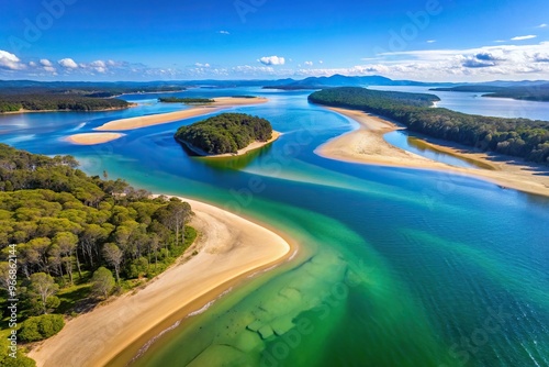 Scenic view of Mallacoota Inlet meeting the sea and river photo