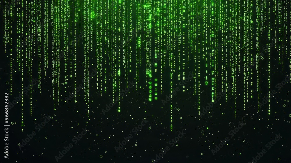 Abstract Green Digital Code Rain Background Abstract Green Digital Code Rain Background