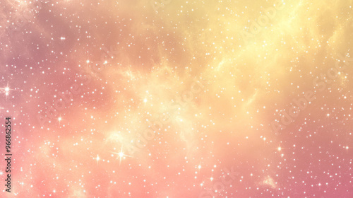 A soft pink and yellow background with twinkling galaxy stars. This sparkly design features colorful cosmic stars, perfect for astronomy websites.