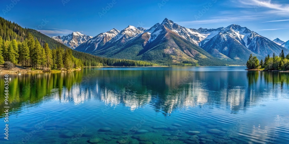 Scenic view of Wallowa Lake and Eagle Cap mountains in Oregon USA close-up Scenic view of Wallowa Lake and Eagle Cap mountains in Oregon USA close-up