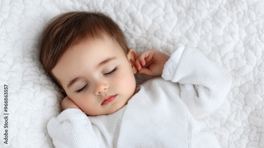 Adorable baby peacefully sleeping on a cozy blanket, capturing the essence of tranquility and innocence in a serene moment.