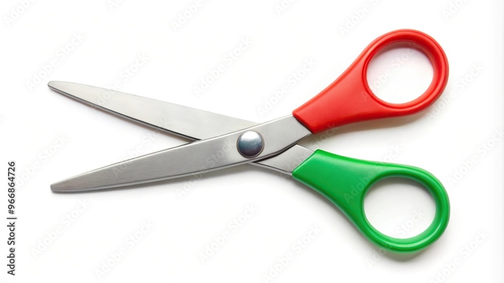 Scissors with plastic handle on isolated background symmetrical Scissors with plastic handle on isolated background symmetrical
