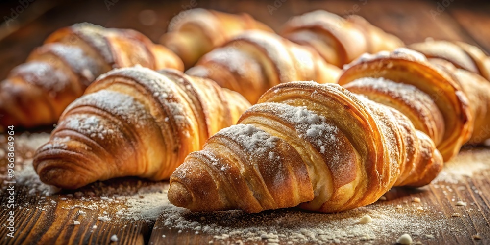 Scrumptious croissants with sugar sprinkles under warm lighting Scrumptious croissants with sugar sprinkles under warm lighting