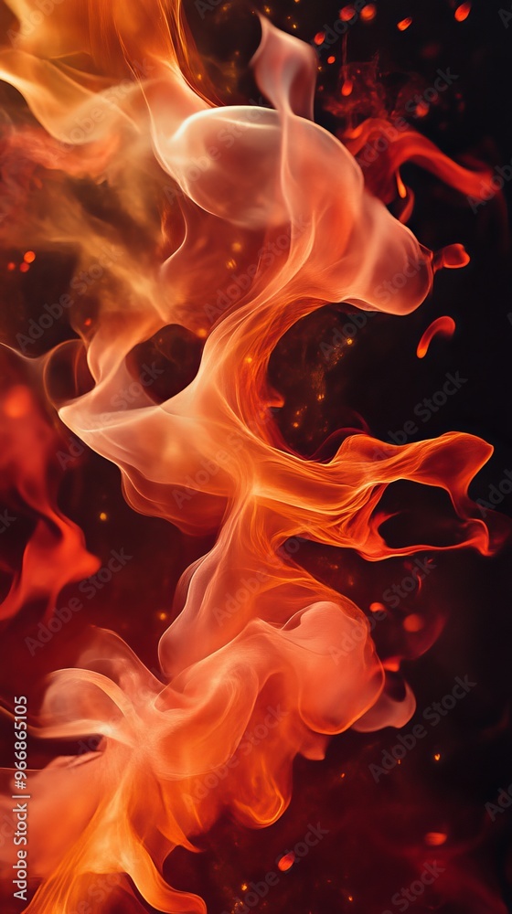 Abstract swirling flames and smoke on dark background Abstract swirling flames and smoke on dark background