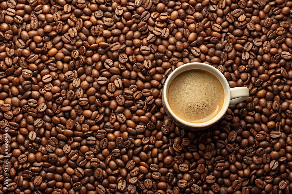 Seamless coffee cup and bean pattern on beige background Seamless coffee cup and bean pattern on beige background